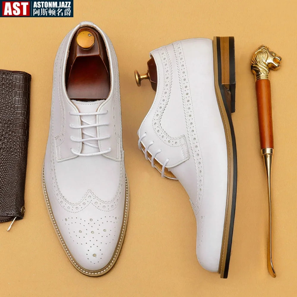 Luxury Dress Genuine Leather Brogue Wingtip T