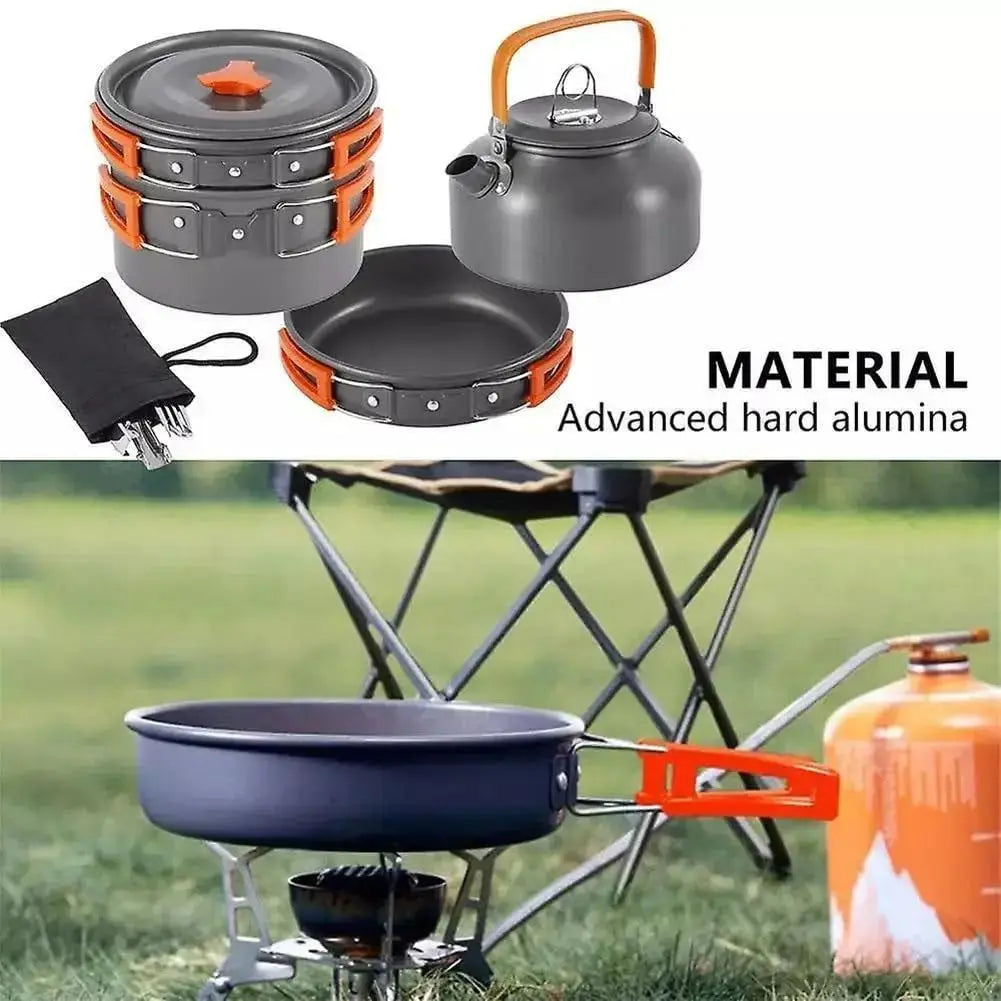 Camping Cookware Kit Outdoor Pot Pan Kettle C
