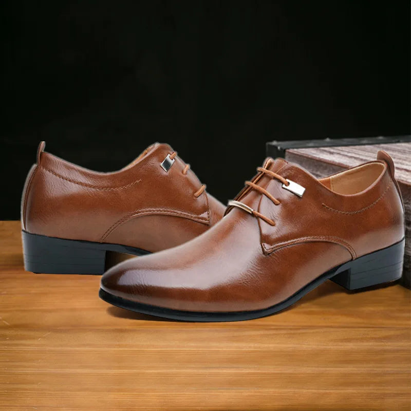 Elegant Leather Italian Formal Dress Male Foo