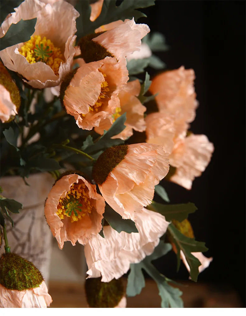 4Head Artificial Poppy Flower