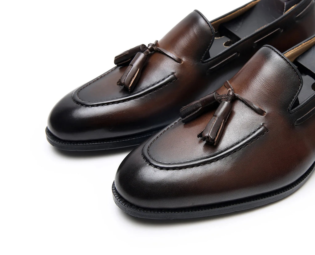 Retro Loafers Real Leather Low Heel Blackfrin