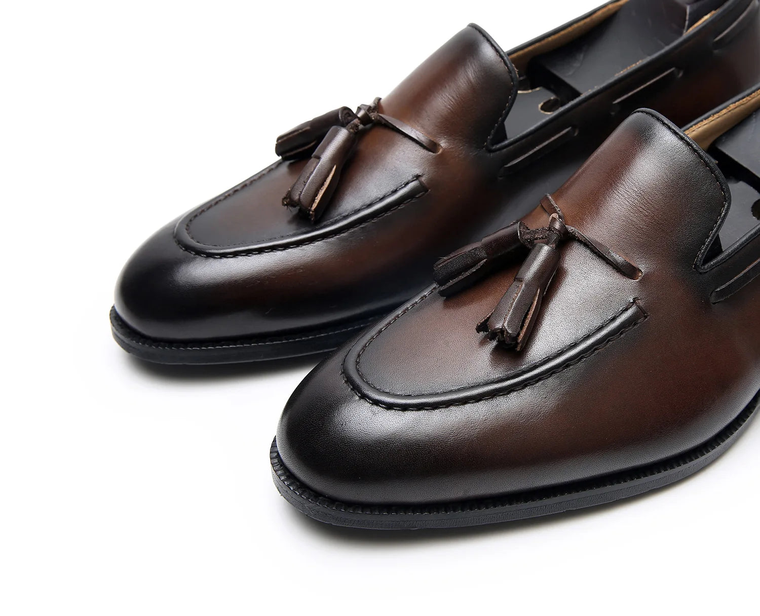 Retro Loafers Real Leather Low Heel Blackfrin