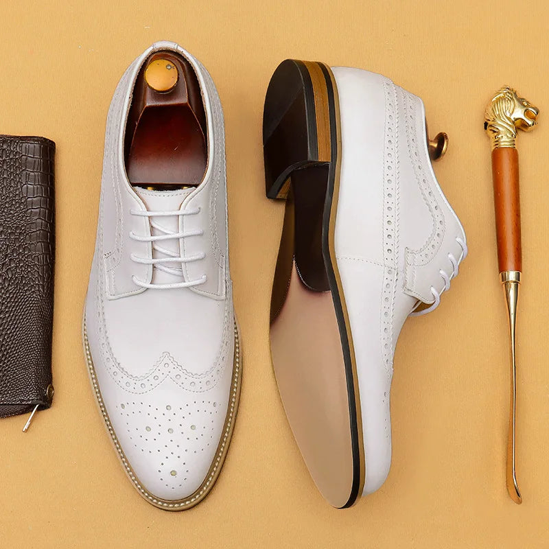 Luxury Dress Genuine Leather Brogue Wingtip T