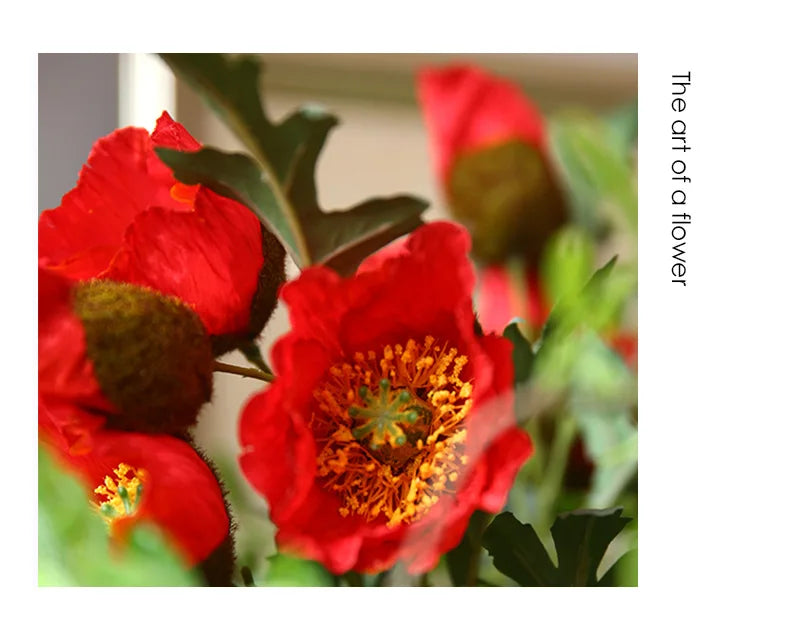 4Head Artificial Poppy Flower