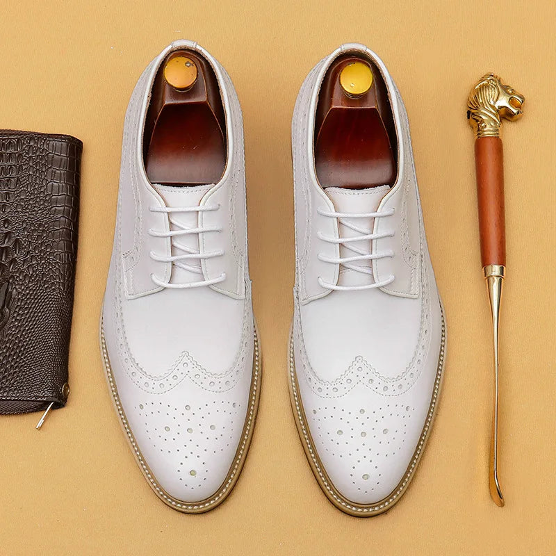 Luxury Dress Genuine Leather Brogue Wingtip T