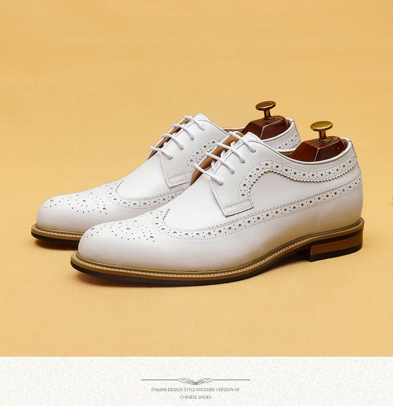 Luxury Dress Genuine Leather Brogue Wingtip T