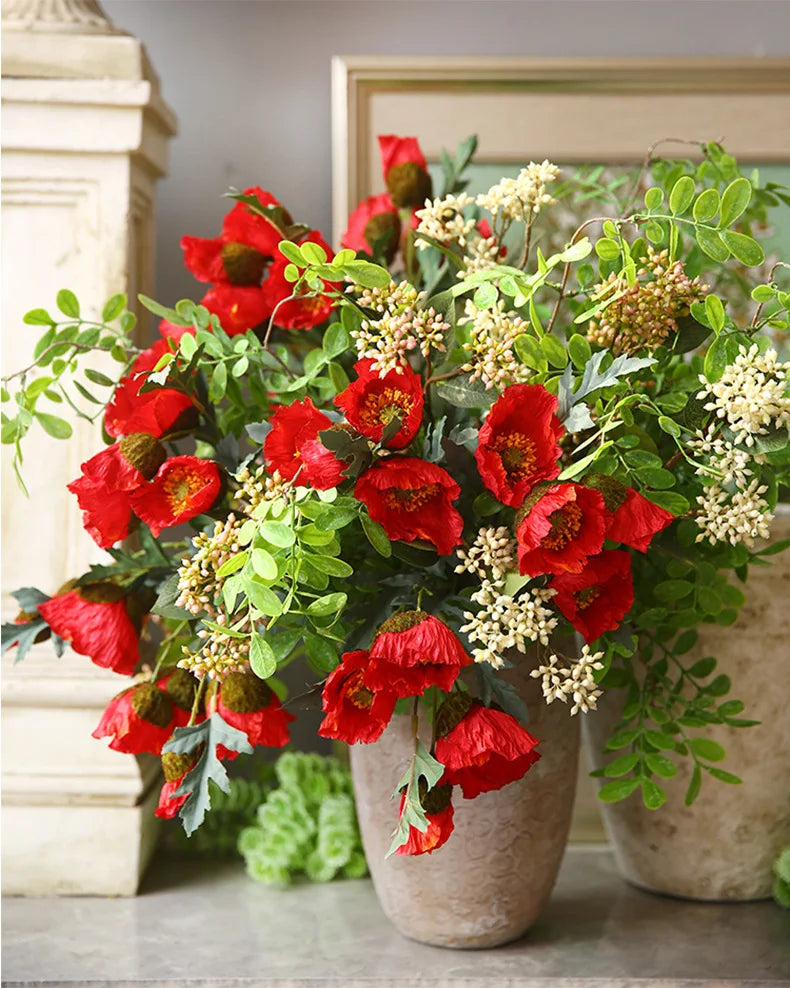 4Head Artificial Poppy Flower