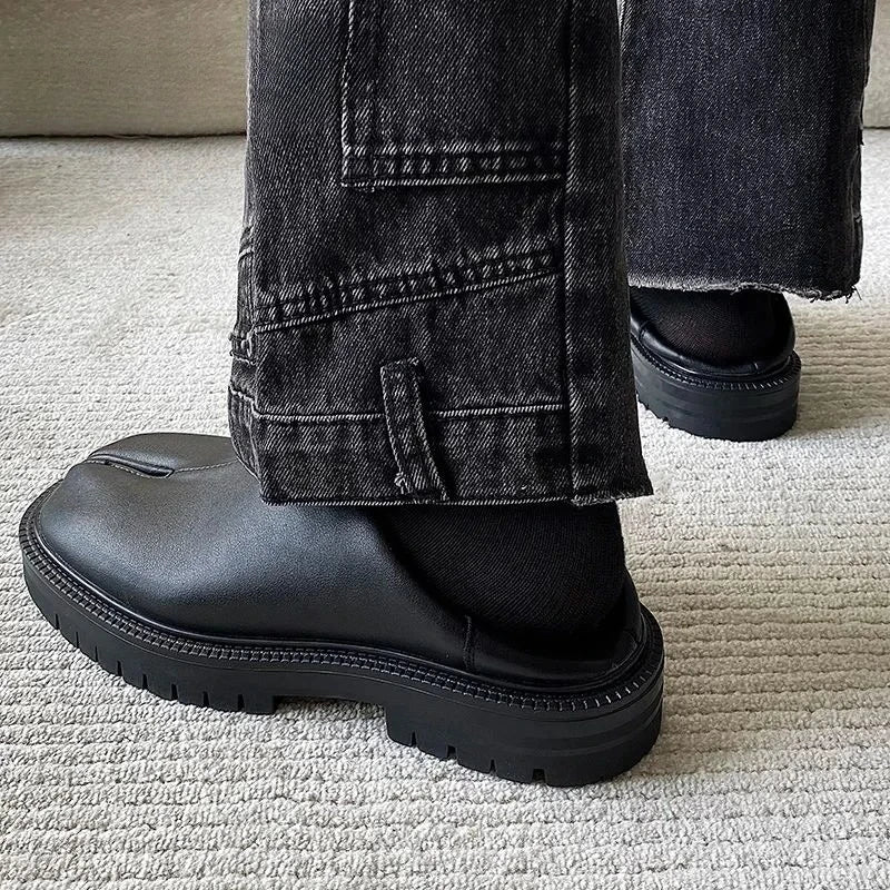 Women Genuine Leather Classic Split Toe Casua