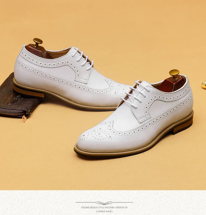 Luxury Dress Genuine Leather Brogue Wingtip T
