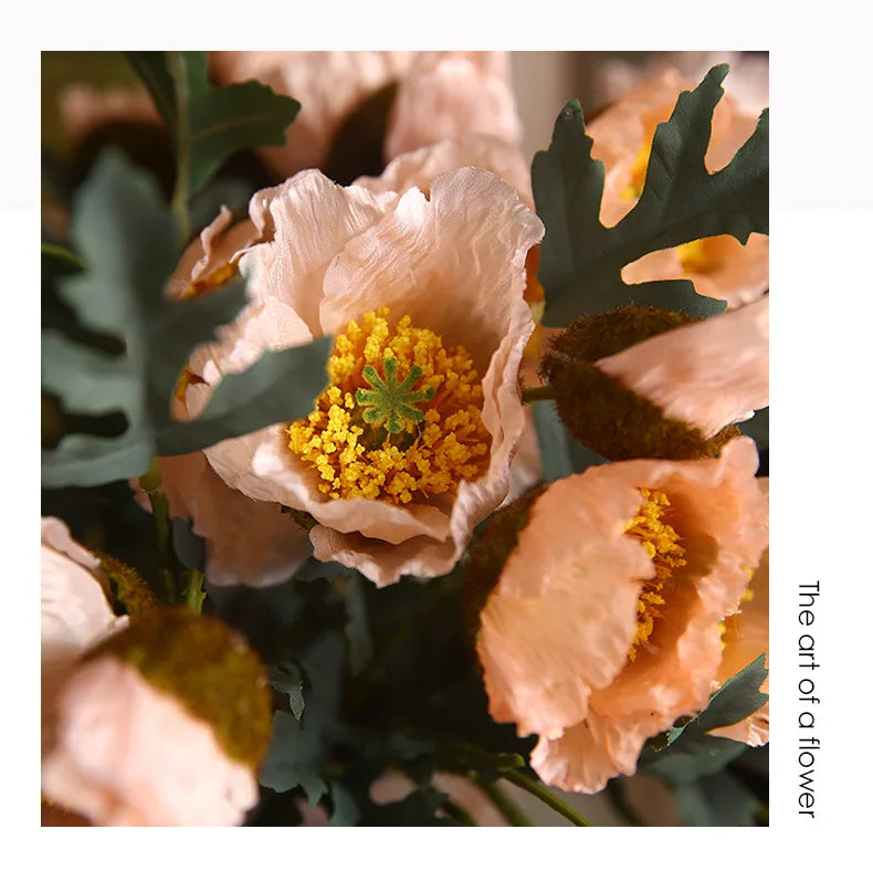 4Head Artificial Poppy Flower