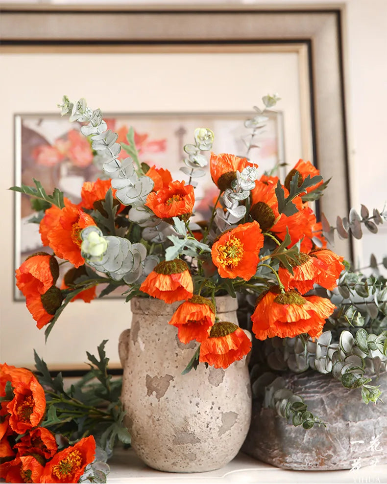 4Head Artificial Poppy Flower