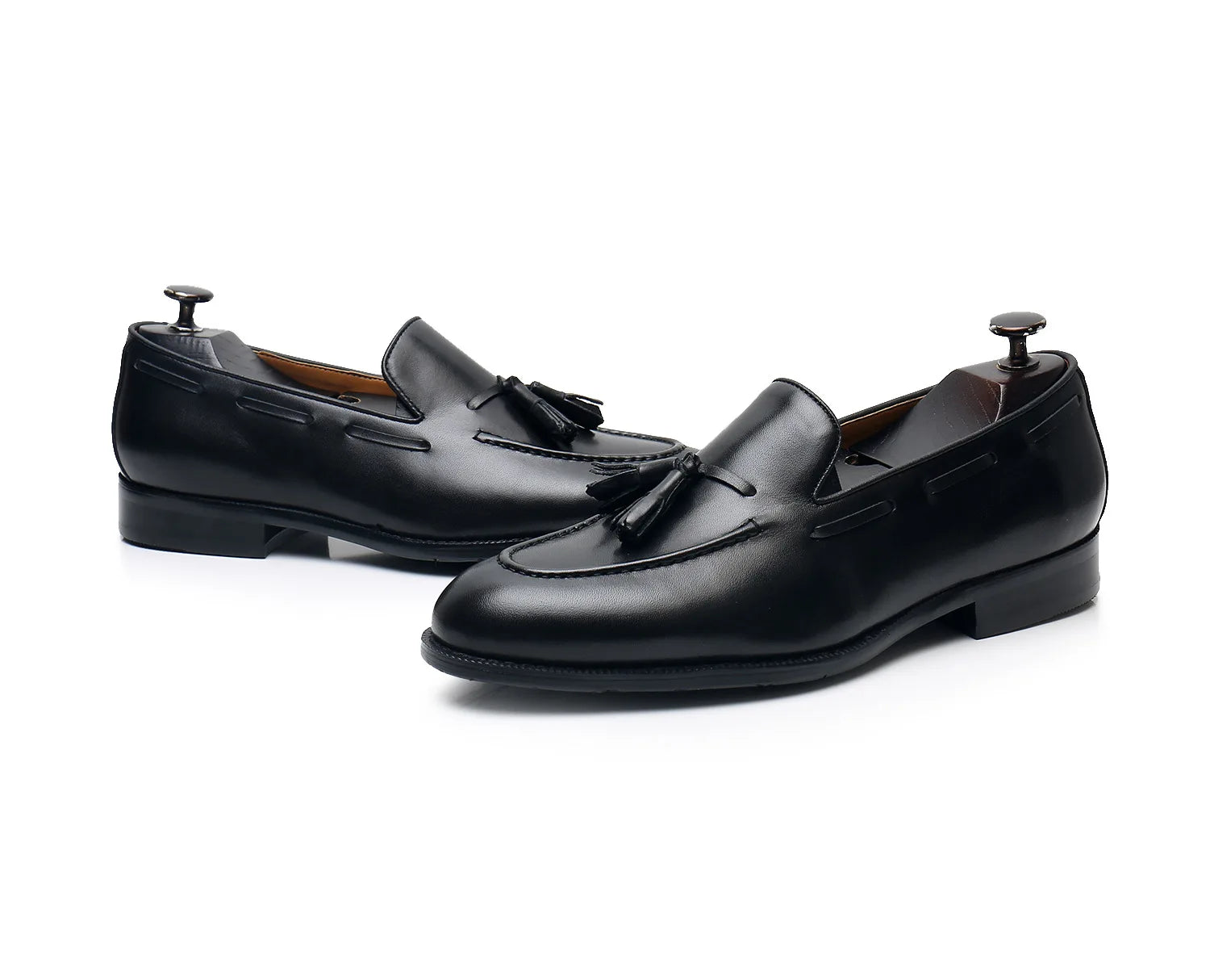 Retro Loafers Real Leather Low Heel Blackfrin