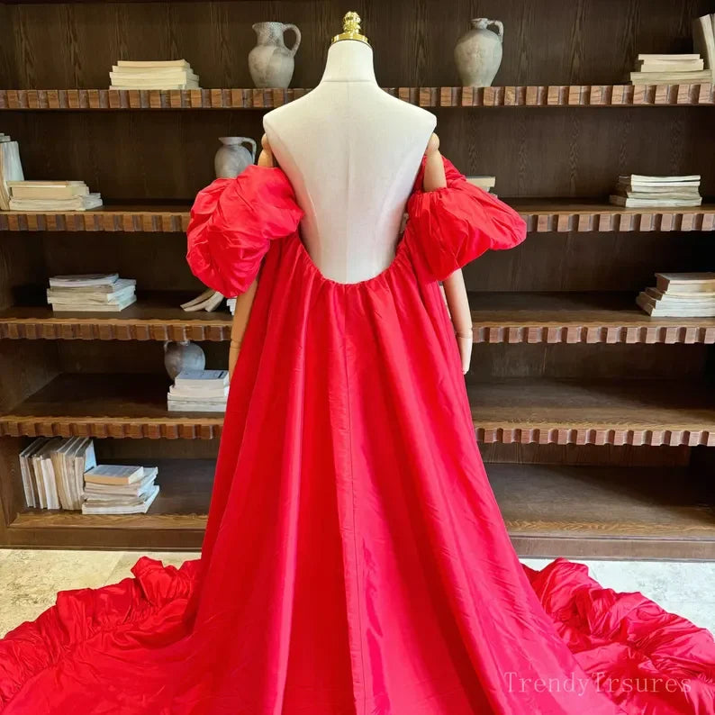 Red with Puff Dress