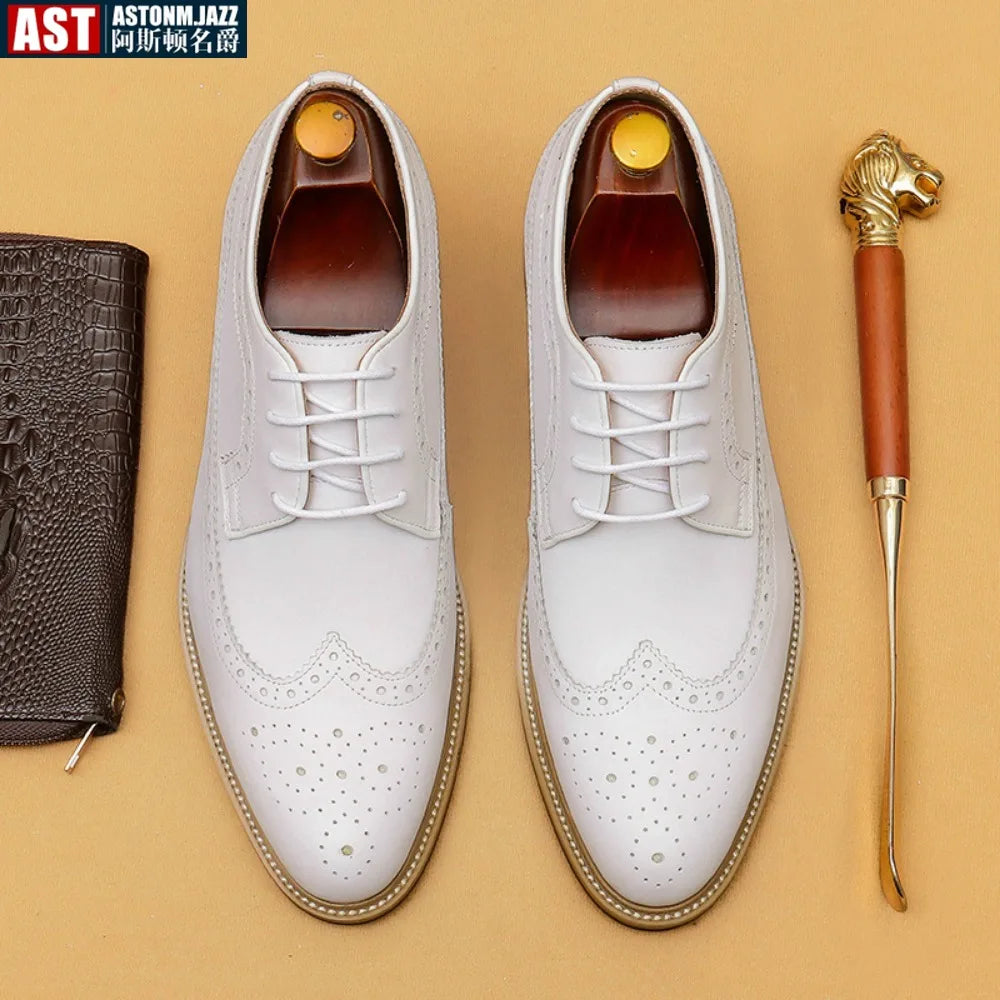 Luxury Dress Genuine Leather Brogue Wingtip T