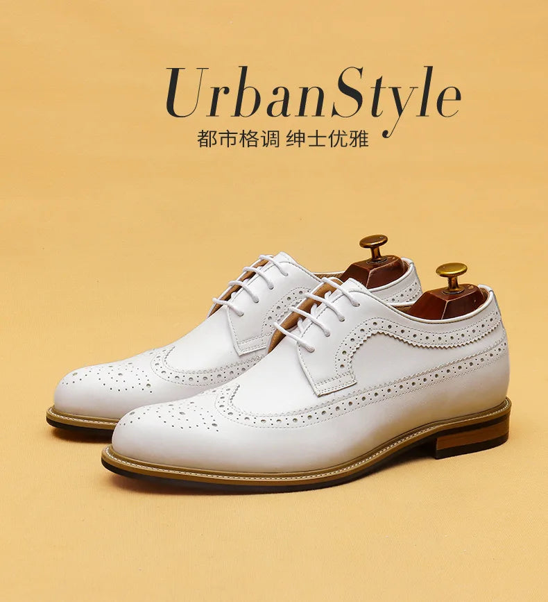 Luxury Dress Genuine Leather Brogue Wingtip T