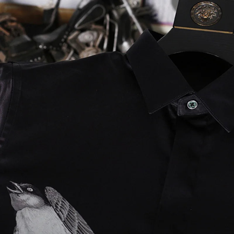 Silk Swallow Print Shirt